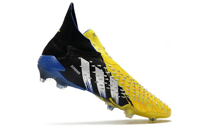 Adidas কালো হলুদ spiked forefoot overlay সক-ফিট কলার ফার্ম-গ্রাউন্ড সকার শোজ 3