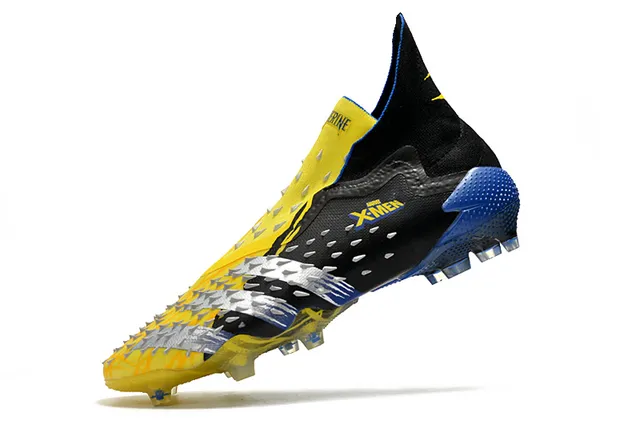 Adidas কালো হলুদ spiked forefoot overlay সক-ফিট কলার ফার্ম-গ্রাউন্ড সকার শোজ 4
