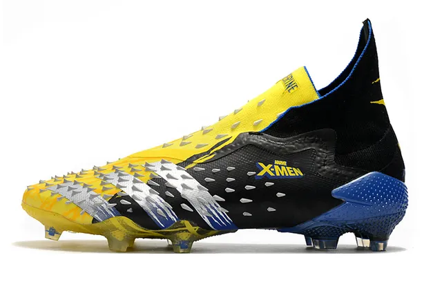 Adidas কালো হলুদ spiked forefoot overlay সক-ফিট কলার ফার্ম-গ্রাউন্ড সকার শোজ 5