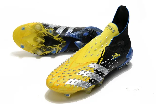 Adidas কালো হলুদ spiked forefoot overlay সক-ফিট কলার ফার্ম-গ্রাউন্ড সকার শোজ 6