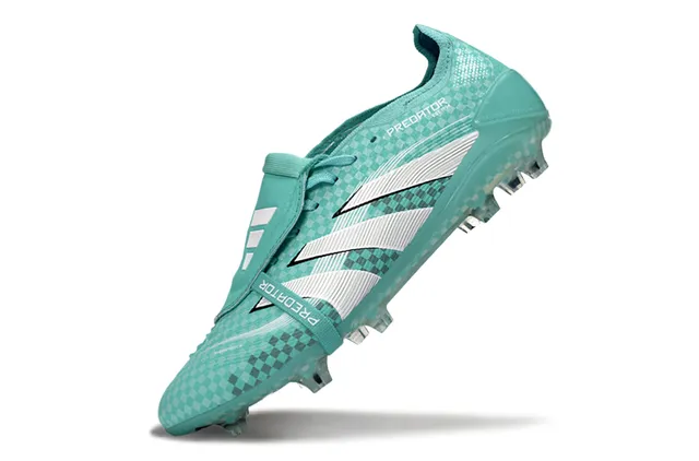 Adidas Azul Branco Sem Cadarço Fecho de Tira Grade Xadrez Superior Superfície Firme Sapatos de Futebol 3