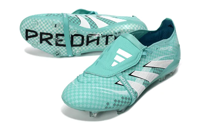 Adidas Azul Branco Sem Cadarço Fecho de Tira Grade Xadrez Superior Superfície Firme Sapatos de Futebol 4