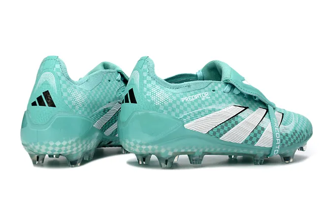 Adidas Azul Branco Sem Cadarço Fecho de Tira Grade Xadrez Superior Superfície Firme Sapatos de Futebol 5