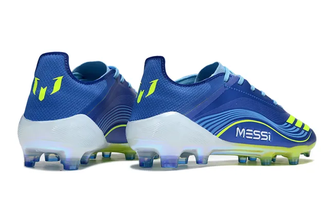 Adidas Azul Amarelo Baixo Corte Ajuste a Meia Superior Padrão de Ondas Recobrimento Sintético Solo Firme Sapatos de Futebol 5