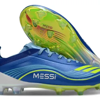 Adidas Bleu Jaune Low-Cut Haut Synthétique Overlay Graphique Vague Dynamique Ground Firm Chaussures de Football