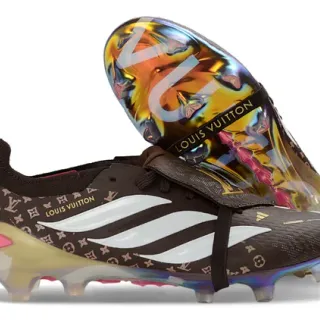 Adidas Chaussures de football marrons multicolores sans lacets fermeture à strap holographique iridescent jaula du talon surface ferme