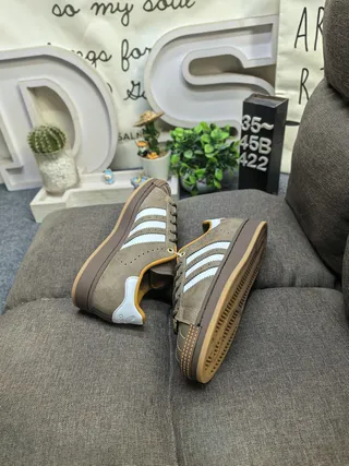 Adidas Brown White Suede Upper Three Stripes Lifestyle Sneakers 6