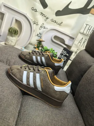 Adidas Brown White Suede Upper Three Stripes Lifestyle Sneakers 7