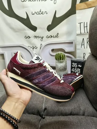 Adidas Burdeos Roxo Low-Top Três Faixas Painel Lateral Sneakers Lifestyle 5