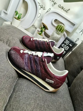 Adidas Burdeos Roxo Low-Top Três Faixas Painel Lateral Sneakers Lifestyle 7