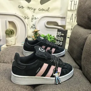 Adidas Campus أحذية رياضية أسود ووردي سويد أسلوب حياة
