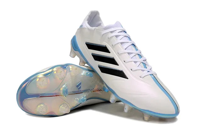 Adidas Copa Blanc pur et Bleu clair Chaussures de football pour sol ferme 4