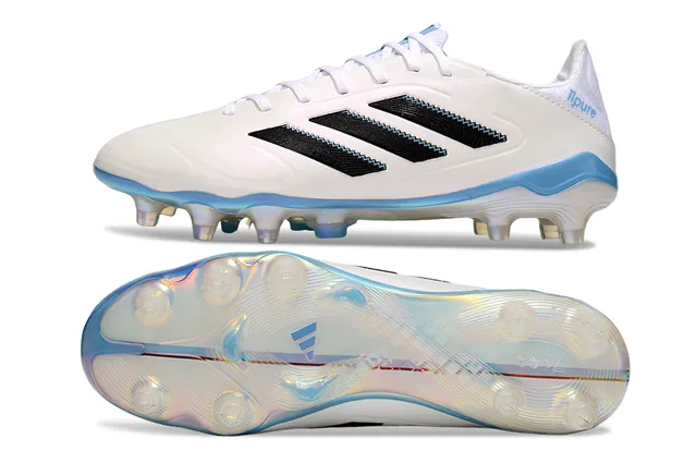 Adidas Copa Blanc pur et Bleu clair Chaussures de football pour sol ferme 6