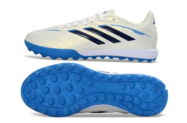 Adidas Copa White Blue Low-Cut Synthetic Upper Three-Stripe Side Panel Turf Soccer Shoes 6