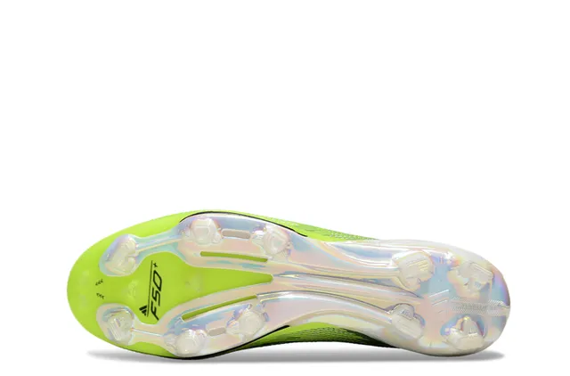 Adidas F50 Vert Violet Bas-Coupé Tricot Supérieur Superposition Graphique Trois Rayures Terrain Ferme Chaussures de Football 6