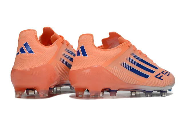 Adidas F50 Sapatos de futebol com travas para terreno firme em laranja e azul 5
