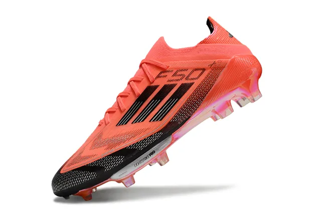 Adidas F50 Orange Noir Bas Tricot Haut Translucide Iridescent Semelle Sol Ferme Chaussures de Football 3