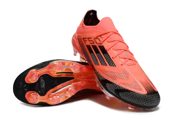 Adidas F50 Orange Noir Bas Tricot Haut Translucide Iridescent Semelle Sol Ferme Chaussures de Football 4