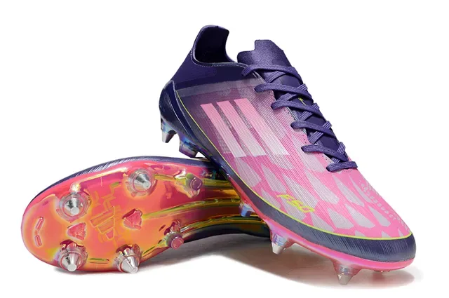 Adidas F50 বেগুনি গোলাপি লো-কাট সিন্থেটিক আপার গ্রেডিয়েন্ট ওভারলে ফার্ম-গ্রাউন্ড সকার জুতা 4