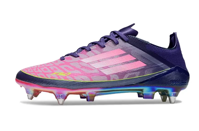 Adidas F50 বেগুনি গোলাপি লো-কাট সিন্থেটিক আপার গ্রেডিয়েন্ট ওভারলে ফার্ম-গ্রাউন্ড সকার জুতা 7