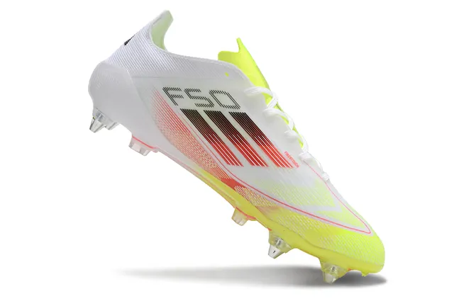 Adidas F50 Blanc Néon Jaune Rouge Dégradé Chaussures de Football Firm-Ground 2
