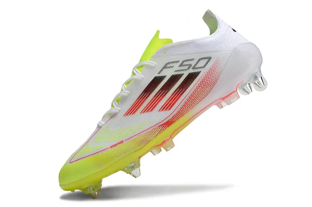 Adidas F50 Blanc Néon Jaune Rouge Dégradé Chaussures de Football Firm-Ground 3