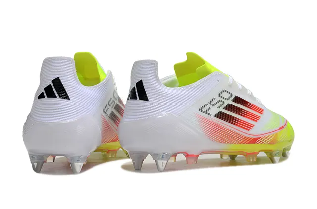 Adidas F50 Blanc Néon Jaune Rouge Dégradé Chaussures de Football Firm-Ground 5