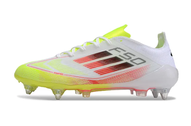 Adidas F50 Blanc Néon Jaune Rouge Dégradé Chaussures de Football Firm-Ground 7