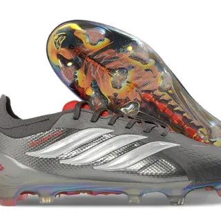 Adidas Gris Rouge Supérieure Texturée Synthétique Semelle Iridescente Translucide Firm-Ground Chaussures de Football