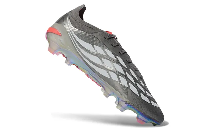 Adidas Gris Rouge Supérieure Texturée Synthétique Semelle Iridescente Translucide Firm-Ground Chaussures de Football 2