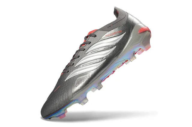 Adidas Gris Rouge Supérieure Texturée Synthétique Semelle Iridescente Translucide Firm-Ground Chaussures de Football 3