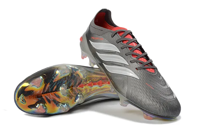 Adidas Gris Rouge Supérieure Texturée Synthétique Semelle Iridescente Translucide Firm-Ground Chaussures de Football 4