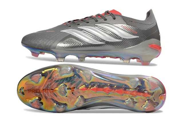 Adidas Gris Rouge Supérieure Texturée Synthétique Semelle Iridescente Translucide Firm-Ground Chaussures de Football 6
