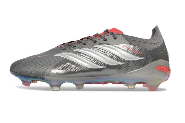 Adidas Gris Rouge Supérieure Texturée Synthétique Semelle Iridescente Translucide Firm-Ground Chaussures de Football 7