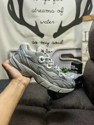Adidas Gray Silver Multi-Layered Midsole Mesh And Synthetic Overlay Construction Chunky Sneakers 5