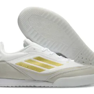Adidas Indoor Soccer Shoes White Beige Gold Lifestyle Sneakers