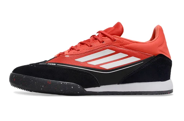 Adidas Messi Red Black Low-Top Synthetic Mesh And Suede Upper Indoor Soccer Shoes 2
