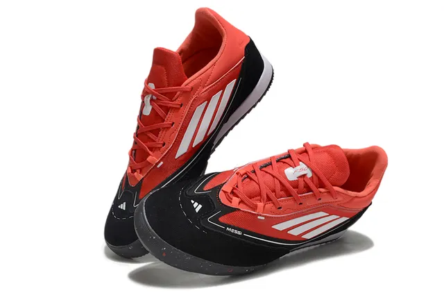 Adidas Messi Red Black Low-Top Synthetic Mesh And Suede Upper Indoor Soccer Shoes 3