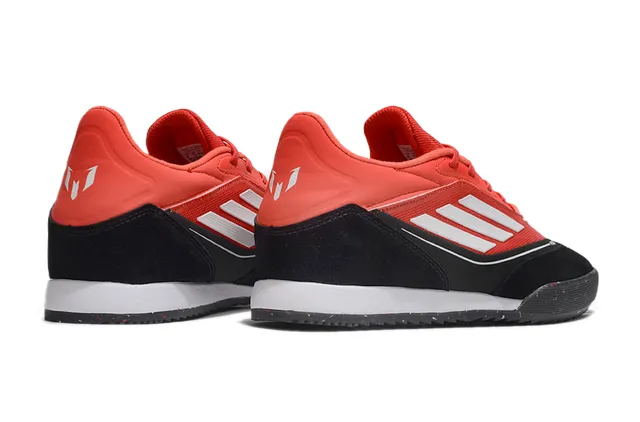 Adidas Messi Red Black Low-Top Synthetic Mesh And Suede Upper Indoor Soccer Shoes 7