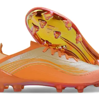Adidas chaussures de football semelle Soleplate orange doré iridescent à motif ondulé upper synthétique Firm-Ground