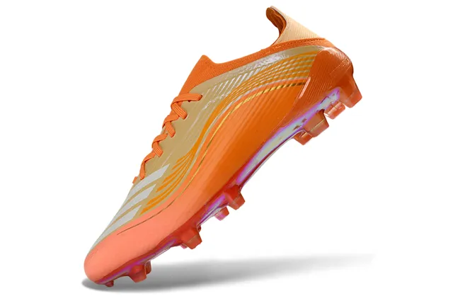 Adidas chaussures de football semelle Soleplate orange doré iridescent à motif ondulé upper synthétique Firm-Ground 12
