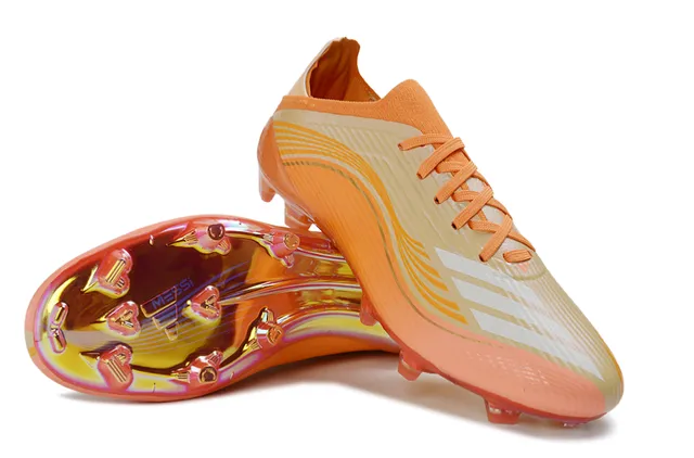 Adidas chaussures de football semelle Soleplate orange doré iridescent à motif ondulé upper synthétique Firm-Ground 13