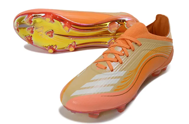 Adidas chaussures de football semelle Soleplate orange doré iridescent à motif ondulé upper synthétique Firm-Ground 14