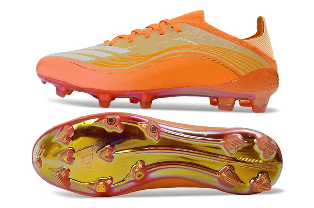 Adidas chaussures de football semelle Soleplate orange doré iridescent à motif ondulé upper synthétique Firm-Ground 16