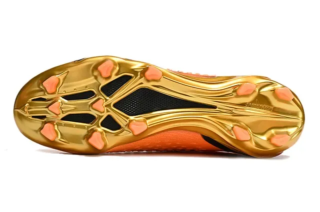 Adidas Chuteiras Laranja Dourado Sock-Fit Knit Upper Solado Metálico Campo Firme 6