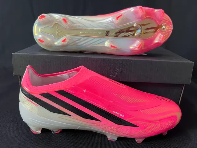 Adidas 粉色黑色 无鞋带 袜套式鞋面 彩虹色合成材料 硬地 足球鞋 7