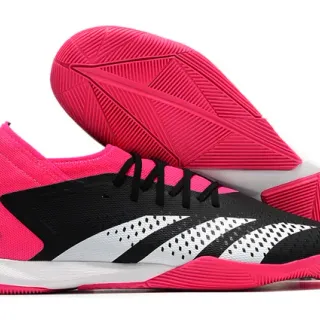 Adidas Pink Black Low-Cut Sock-Fit Collar Perforated Synthetic Upper Indoor Soccer Shoes