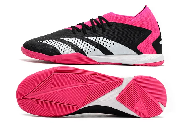 Adidas Pink Black Low-Cut Sock-Fit Collar Perforated Synthetic Upper Indoor Soccer Shoes 10