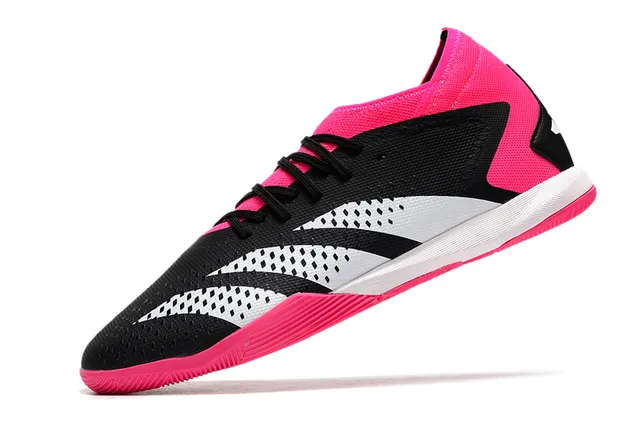 Adidas Pink Black Low-Cut Sock-Fit Collar Perforated Synthetic Upper Indoor Soccer Shoes 12