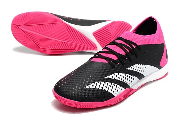 Adidas Pink Black Low-Cut Sock-Fit Collar Perforated Synthetic Upper Indoor Soccer Shoes 14